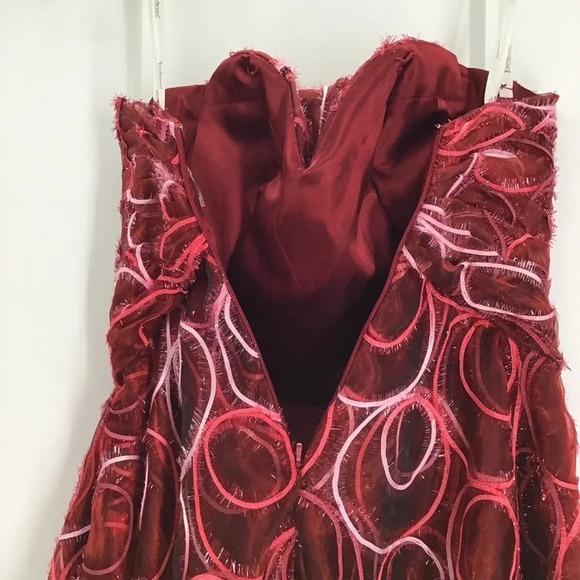 Tony Bowls Stunning Organza Strapless Rhinestone Fit & Flare Red Dress Size 2 - Picture 9 of 13